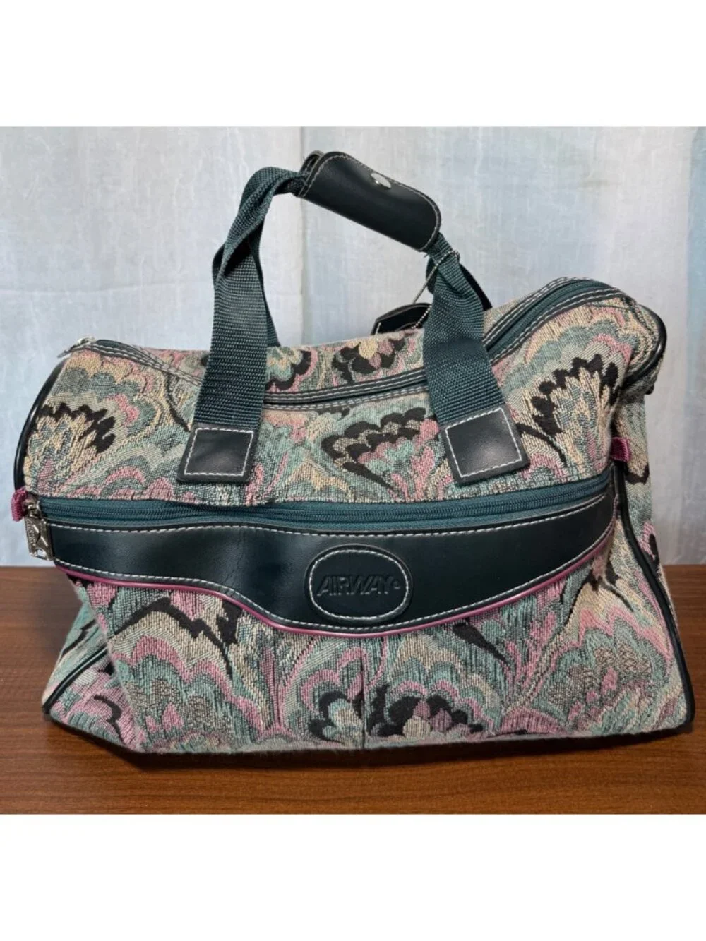 Vintage Airway Floral Tapestry Carry-On Bag – 80s/90s Weekender Travel Satchel